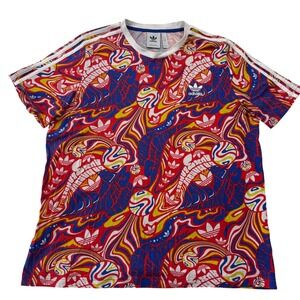 Adidas Originals Trefoil T-Shirt Escapism Allover Print Men's Size L Y2K